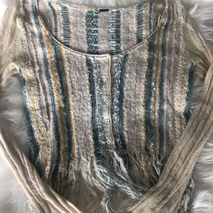 Free People long sleeve fringe crop top